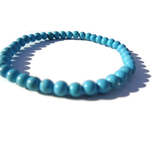 Turquoise Beaded Bracelet, Turquoise Beads, Boho Stacking Bracelet - Picture 4 of 5